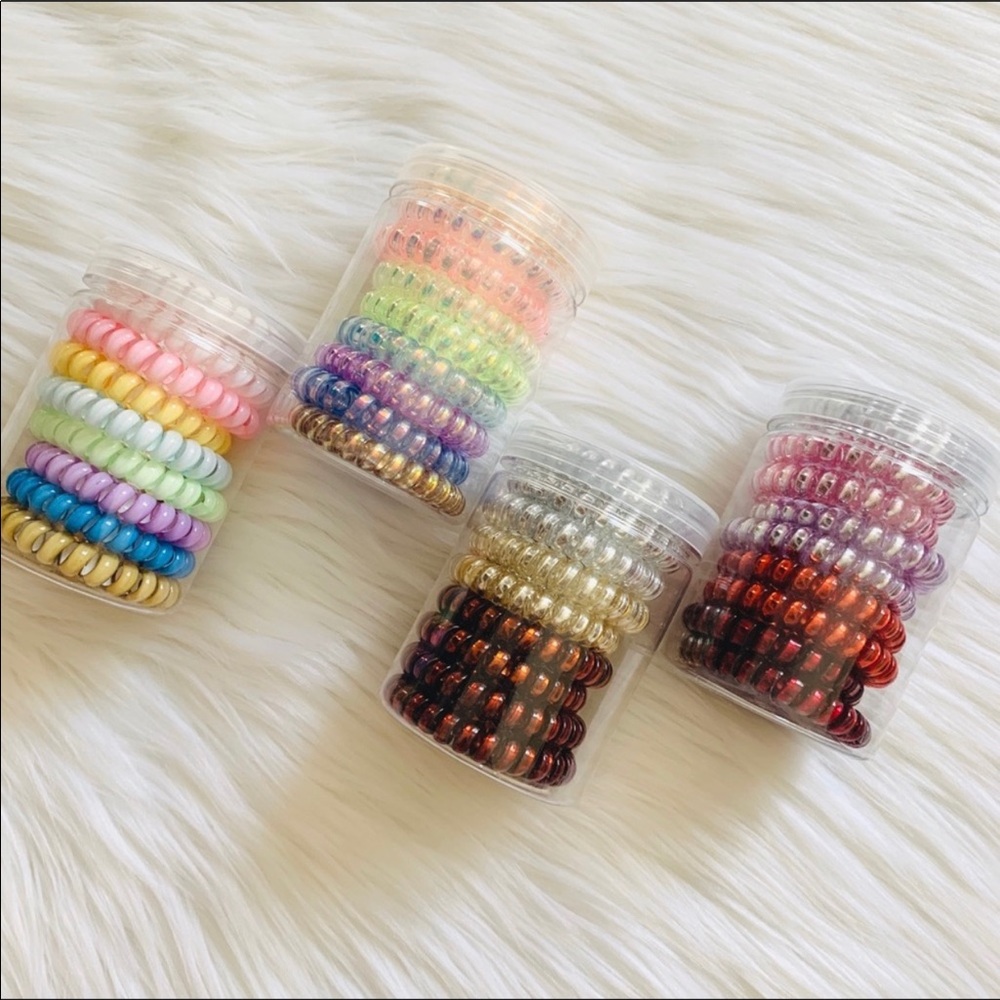 Assorted colors pack of 9, phone cord hair ties